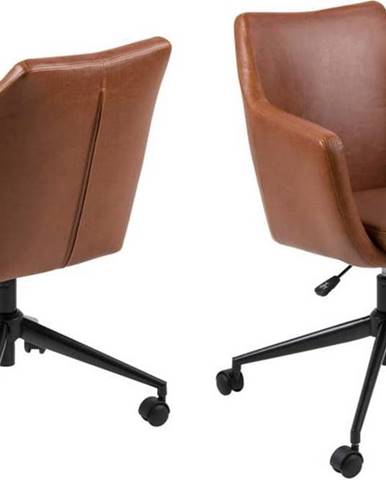 Hnědá kancelářská židle na kolečkách z umělé kůže Actona Nora