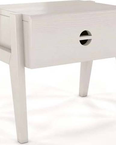 Bílý noční stolek z borovicového dřeva se zásuvkou Skandica Visby Radom