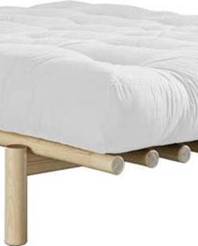 Dvoulůžková postel z borovicového dřeva s matrací Karup Design Pace Double Latex Natural Clear/Natural, 160 x 200 cm