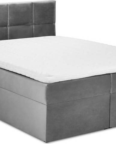 Šedá sametová dvoulůžková postel Mazzini Beds Mimicry, 160 x 200 cm