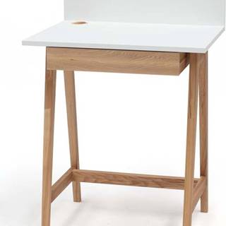 Bílý psací stůl s podnožím z jasanového dřeva Ragaba Luka, délka 65 cm
