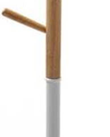 Bílý věšák s dřevěnými prvky VERSA Clothes, výška 180 cm