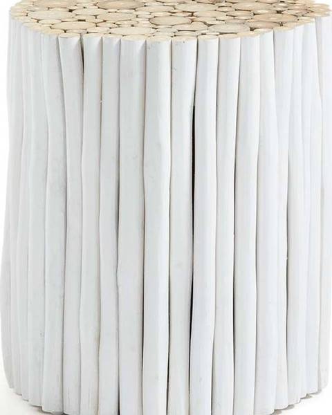 La Forma Bílý odkládací stolek z teakového dřeva Kave Home Filippo, ⌀ 35 cm