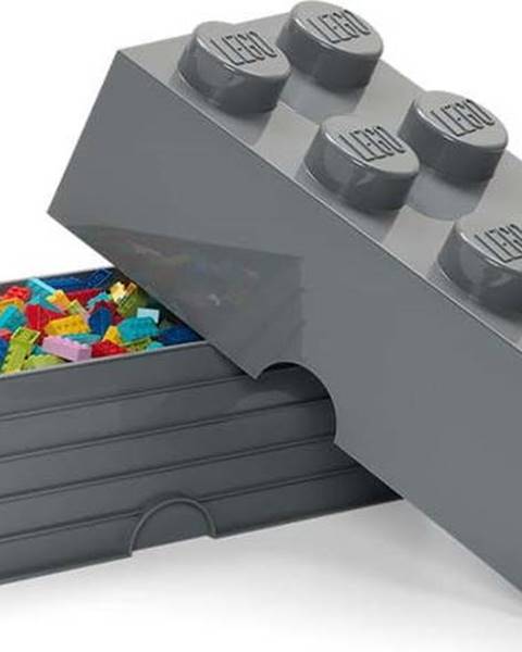 LEGO Dětský tmavě šedý úložný box LEGO® Rectangle