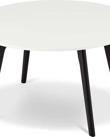 Černo-bílý konferenční stolek s nohami z dubového dřeva Furnhouse Life, Ø 80 cm