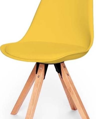 Sada 2 žlutých židlí s podnožím z bukového dřeva Bonami Essentials Gina