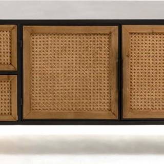 Černo-hnědý TV stolek Kave Home Kyoko, 150 x 55 cm