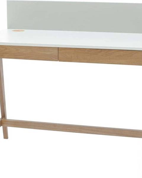 Ragaba Bílý psací stůl s podnožím z jasanového dřeva Ragaba Luka, délka 110 cm