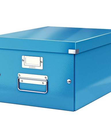 Modrý kartonový úložný box s víkem Click&Store - Leitz