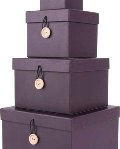 Sada 4 fialových úložných boxů s víkem PT LIVING Uniform