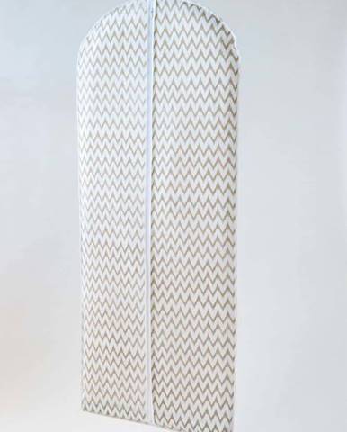 Bílý textilní závěsný obal na šaty Compactor Clear, délka 137 cm