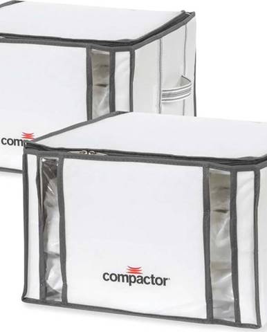 Sada 2 bílých úložných boxů s vakuovým obalem Compactor Life 3D Vacuum Bag, 40 x 25 cm