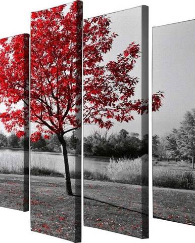 5dílný obraz na plátně Red Tree