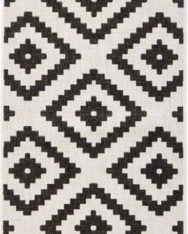 Černo-krémová venkovní koberec NORTHRUGS Malta, 80 x 350 cm