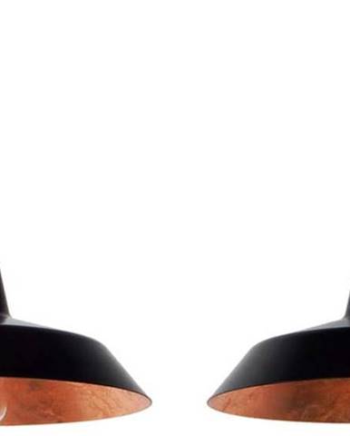 Černé dvouramenné závěsné svítidlo s detaily v měděné barvě Bulb Attack Cinco