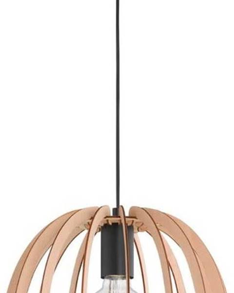 TRIO Béžové závěsné svítidlo ze dřeva a kovu Trio Pendant Wood, výška 150 cm