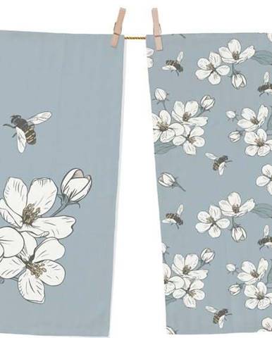 Set 2 kusů utěrek z bavlny Butter Kings Bees and Cherry Blossom, 70 x 50 cm