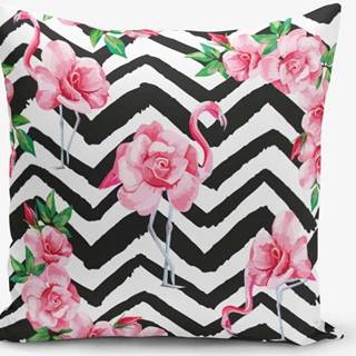 Povlak na polštář s příměsí bavlny Minimalist Cushion Covers Stripped Flamingo, 45 x 45 cm