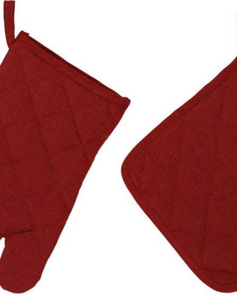 Unimasa Set karmínově červené chňapky a rukavice Casa Selección