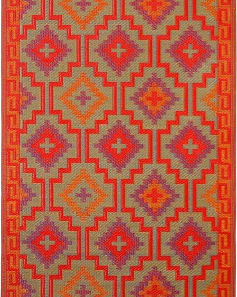 Fab Hab Oranžovo-fialový oboustranný venkovní koberec z recyklovaného plastu Fab Hab Lhasa Orange & Violet, 120 x 180 cm