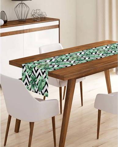 Běhoun na stůl z mikrovlákna Minimalist Cushion Covers Jungle Leaves Stripes, 45 x 140 cm
