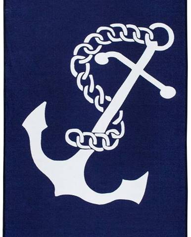Modro-bílý oboustranný koberec Anchor, 80 x 150 cm