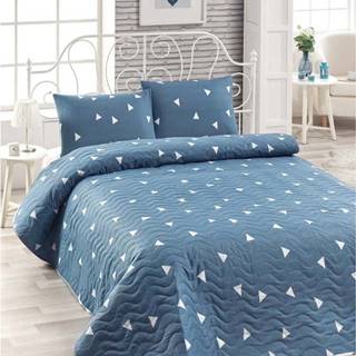 Set modrého přehozu přes postel a povlaku na polštář Mismo Cula, 160 x 220 cm