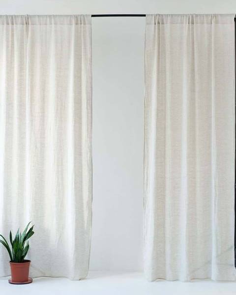 Linen Tales Béžový lněný lehký závěs s tunýlkem Linen Tales Daytime, 275 x 130 cm