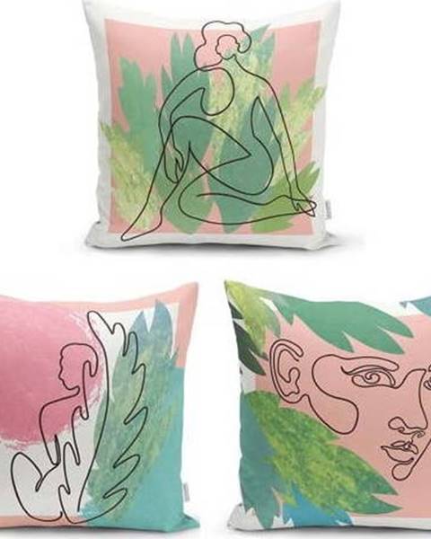 Sada 3 dekorativních povlaků na polštáře Minimalist Cushion Covers Colourful Minimalist, 45 x 45 cm