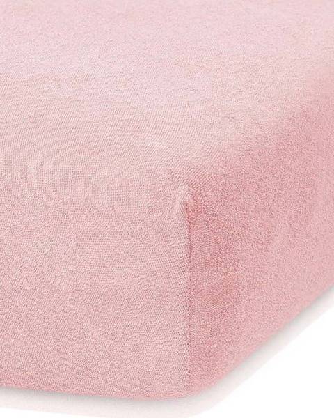 AmeliaHome Světle růžové elastické prostěradlo s vysokým podílem bavlny AmeliaHome Ruby, 160/180 x 200 cm
