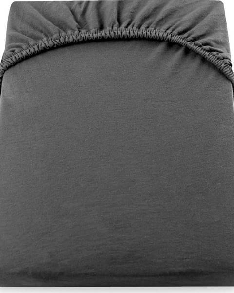 DecoKing Tmavě šedé elastické džersejové prostěradlo DecoKing Amber Collection, 120/140 x 200 cm