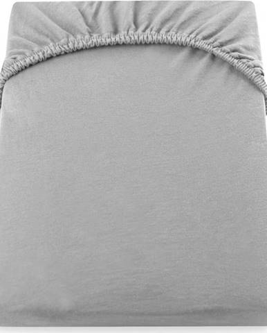 Ocelově šedé elastické džersejové prostěradlo DecoKing Amber Collection, 120/140 x 200 cm