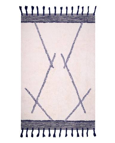 Bílo-šedý bavlněný ručně vyrobený koberec Nattiot Shaanti, 110 x 170 cm
