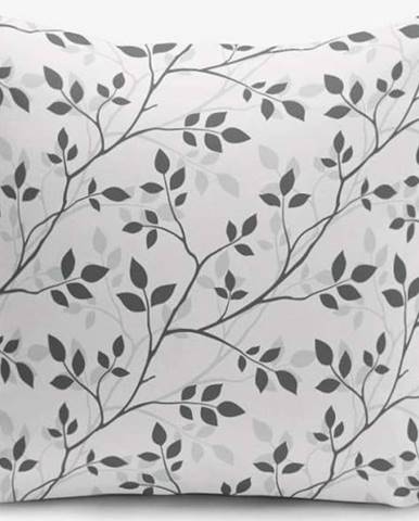 Povlak na polštář s příměsí bavlny Minimalist Cushion Covers Grey Background Leaf, 45 x 45 cm