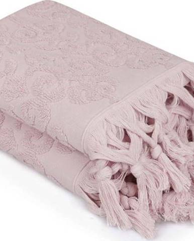 Sada 2 pudrově růžových ručníků Madame Coco Bohème, 50 x 90 cm