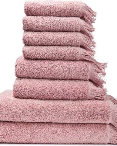 Sada 6 růžových ručníků a 2 osušek ze 100% bavlny Bonami Selection