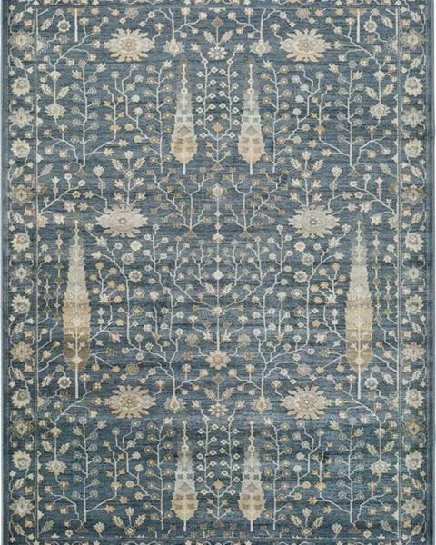 Universal Modrý koberec z viskózy Universal Vintage Flowers, 160 x 230 cm