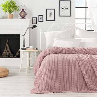 Pudrově růžový přehoz přes postel s příměsí bavlny Homemania Decor Camila, 220 x 240 cm