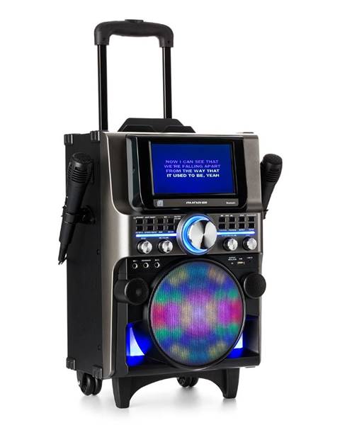 Auna Pro Auna Pro DISGO Box 360, BT karaoke systém, 2 mikrofony, HDMI, BT, LED, USB, kolečka, černý