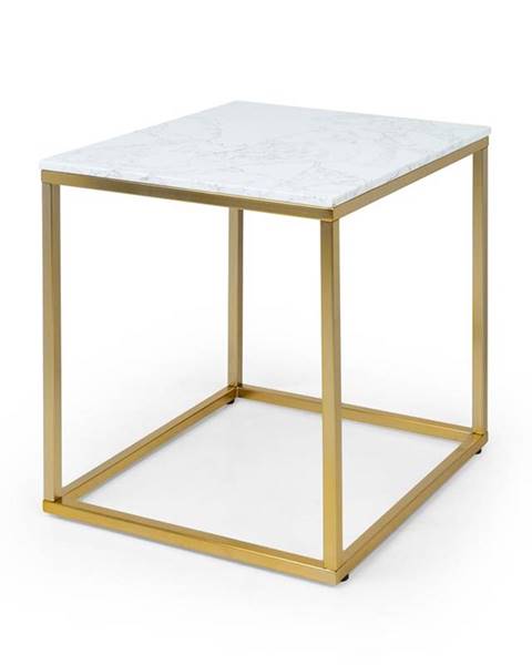 Besoa Besoa White Pearl I, konferenční stolek, 50 x 50 x 50 cm (Š x V x H), mramor, zlatý/bílý