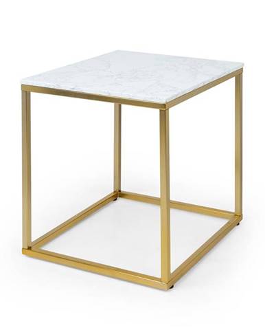 Besoa White Pearl I, konferenční stolek, 50 x 50 x 50 cm (Š x V x H), mramor, zlatý/bílý