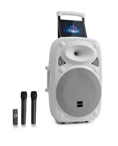 Auna Pro Streetstar 12, mobilní PA systém, 12" (30.5 cm), 2 x UHF mikrofon, max. 800 W, bílý