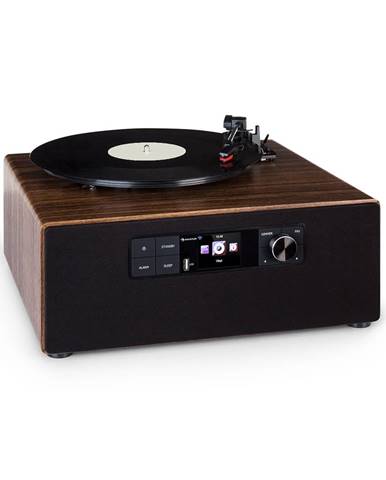 Auna Connect Vinyl Cube, gramofon, 40 W max., internet/DAB+/FM, USB, hnědý