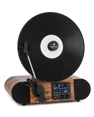 Auna Verticalo, SE DAB, retro gramofon, DAB+, FM tuner, USB, BT, AUX, dřevo