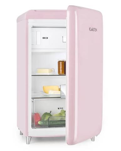Klarstein PopArt Pink retro chladnička A ++, 108 l / 13 l mrazírenský prostor, růžová