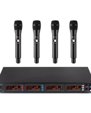 Power Dynamics PD504B, sada UHF bezdrátových mikrofonů, 4x headset + kapesní vysílač, 4x 50 kanálů