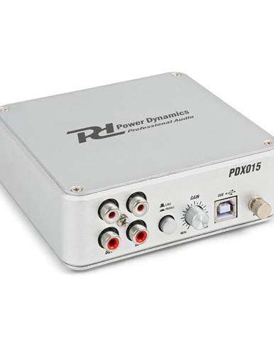 Power Dynamics PDX015 phono předzesilovač USB 2.0, stříbrný