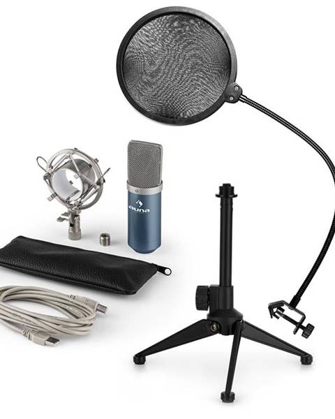 Auna Auna MIC-900BL V2, USB mikrofonní sada, kondenzátorový mikrofon + pop-filter + stolní stativ