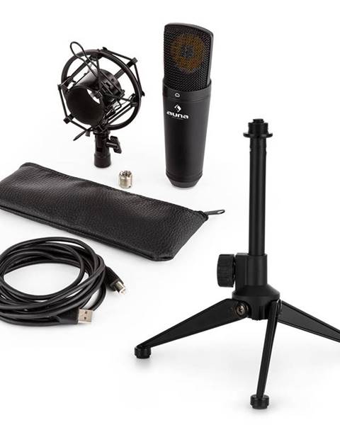 Auna Auna MIC-920B USB mikrofonní sada V1 – černý velkomembránový mikrofon a stolní stojánek