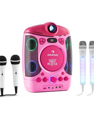 Auna Kara Projectura pink + Dazzle Mic Set karaoke zařízení, mikrofon, LED osvětlení